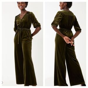 Fat Face Juniper Wide Leg Velvet Jumpsuit
